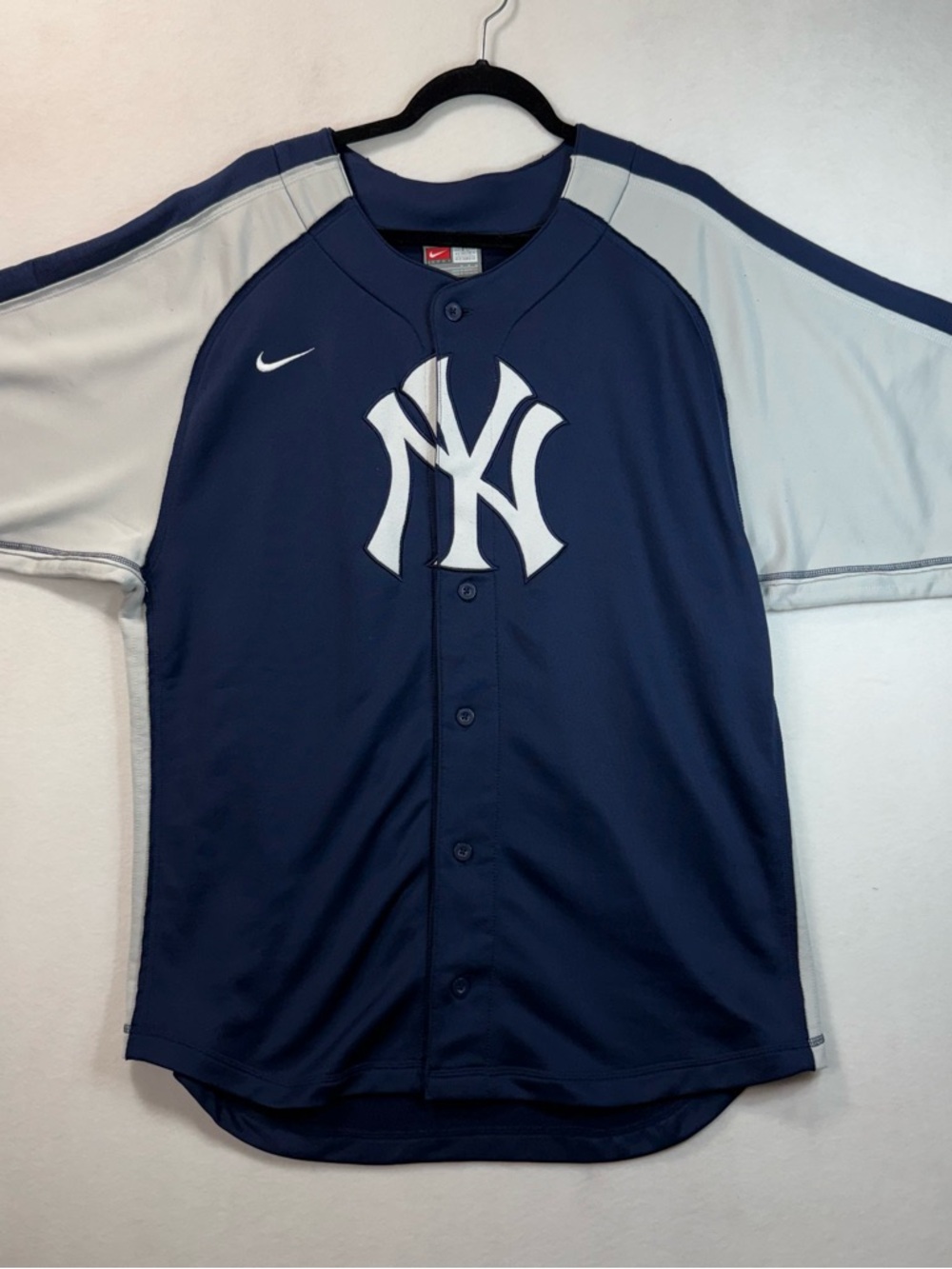 Nike Navy and Gray New York Yankees Button-Up Jersey